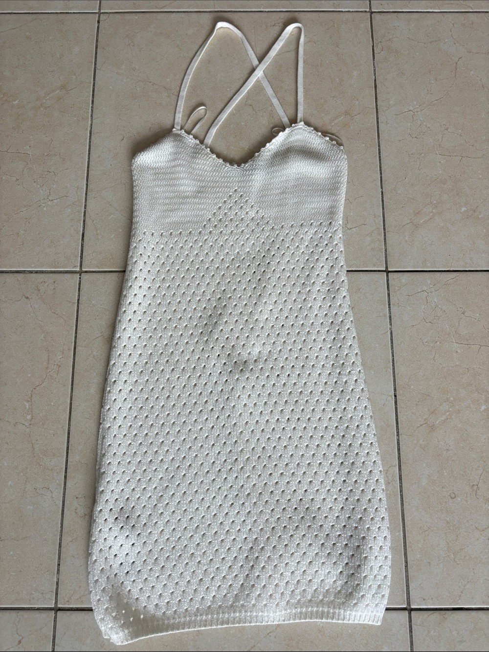 Mango size S Cream Knit Strappy Dress